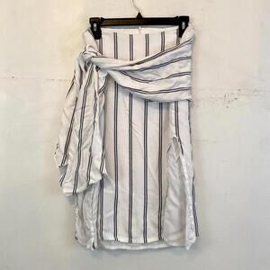 ATEEN cream gray stripe waist tie skirt sz 8